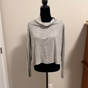 Caution To The Wind Heather Gray Cowl Neck Sweater